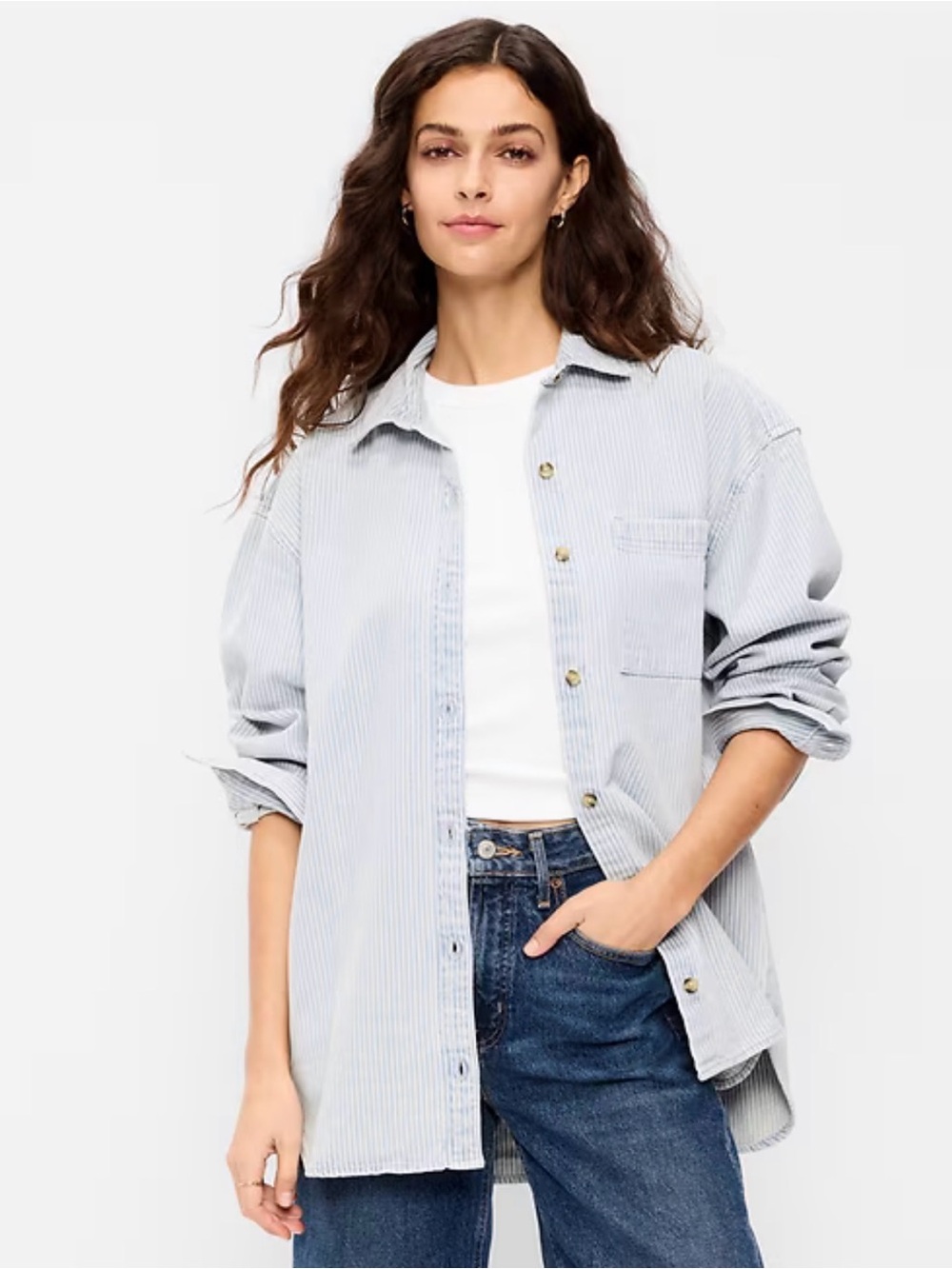 NWT Old Navy Oversized Boyfriend Button-Down Jean Shirt